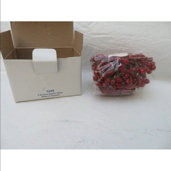 1245 Princess House Winter Garden Red Berry Napkin Rings NIB - Picture 2 of 3
